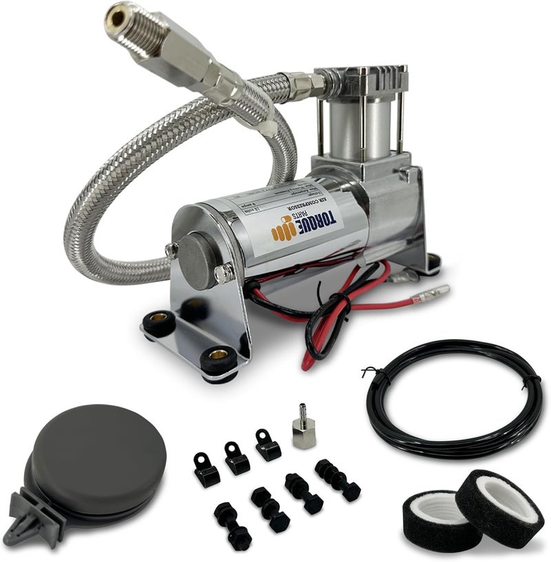Torque 12V Heavy Duty 444c Air Compressor Kit - 120 PSI, Portable Single Port, Replaces Air Lift 16092 16192 - Compressor for Train Horns, Air Horns, Air Ride Suspension, Train Horn Systems (TR16192) - Image 1